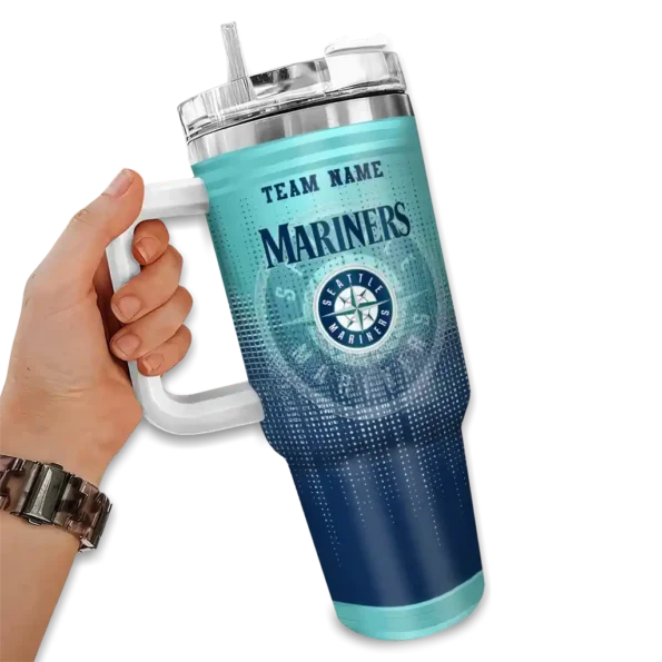 custom seattle mariners gradient dots navy blue curved tumbler fashion forward 1.webp