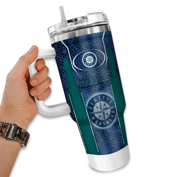 custom seattle mariners hexagon armor navy blue curved tumbler fashion forward 1.webp