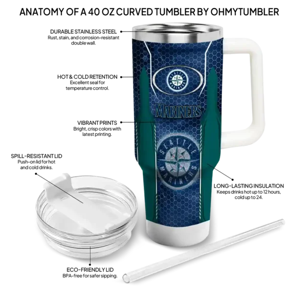 custom seattle mariners hexagon armor navy blue curved tumbler new arrival 1.webp