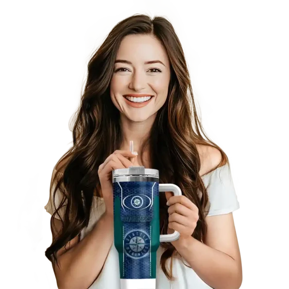custom seattle mariners hexagon armor navy blue curved tumbler premium grade 1.webp