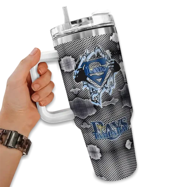 custom tampa bay rays superman shield navy gray curved tumbler fashion forward 1.webp