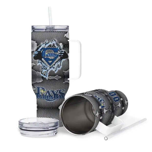 custom tampa bay rays superman shield navy gray curved tumbler high quality 1.webp