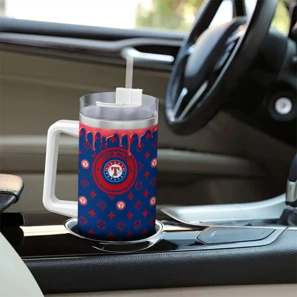 custom texas rangers bullseye drips blue curved tumbler trendy 1.webp