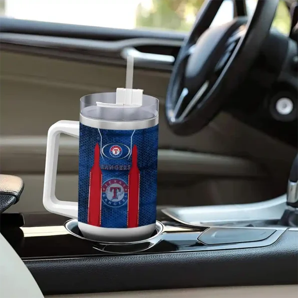 custom texas rangers hexagon armor blue curved tumbler trendy 1.webp