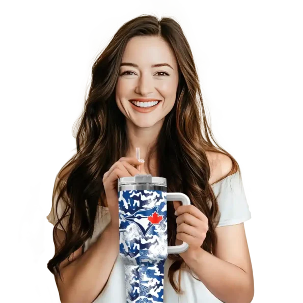 custom toronto blue jays camo mashup blue white curved tumbler premium grade 1.webp