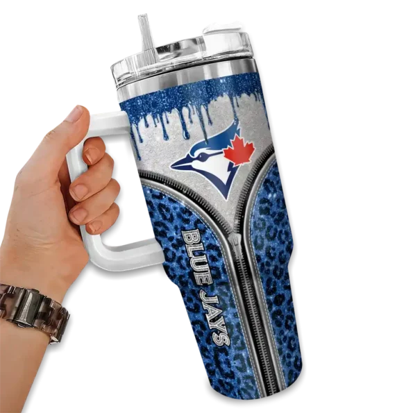 custom toronto blue jays leopard zipper blue curved tumbler fashion forward 1.webp