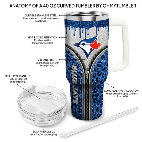 custom toronto blue jays leopard zipper blue curved tumbler new arrival 1.webp