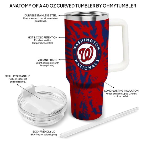 custom washington nationals burst swirl red curved tumbler new arrival.webp