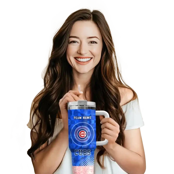 customized chicago cubs geometric prism blue curved tumbler premium grade 1 1.webp