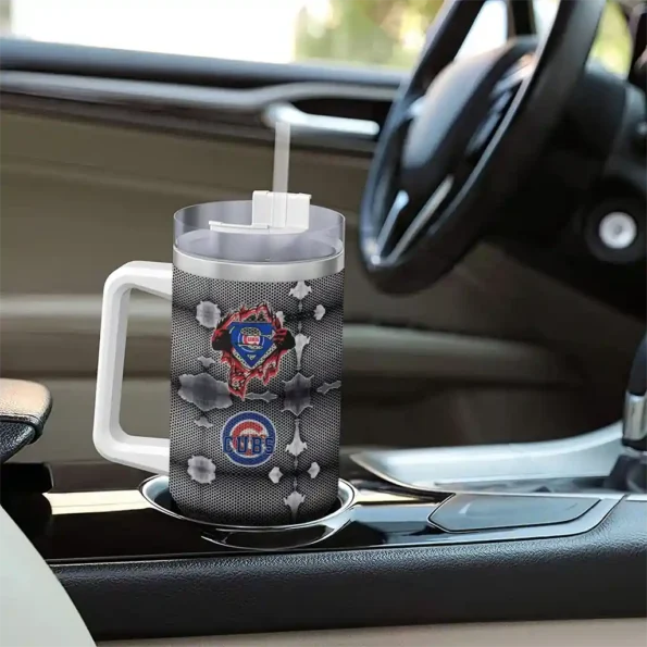 customized chicago cubs superman shield blue gray curved tumbler trendy 1 1.webp