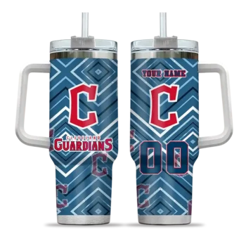 customized cleveland guardians bold diamonds navy blue curved tumbler best selling 1 1.webp