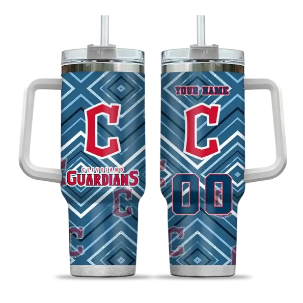 customized cleveland guardians bold diamonds navy blue curved tumbler best selling 1 1.webp