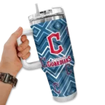 customized cleveland guardians bold diamonds navy blue curved tumbler best selling 1 1.webp