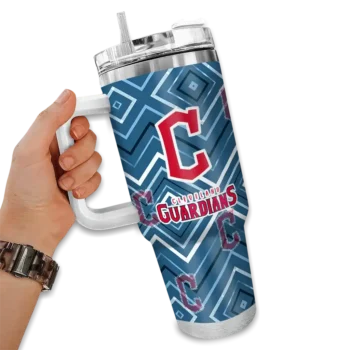 customized cleveland guardians bold diamonds navy blue curved tumbler fashion forward 1 1.webp