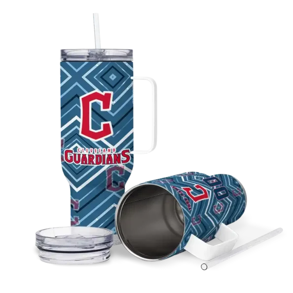 customized cleveland guardians bold diamonds navy blue curved tumbler high quality 1 1.webp