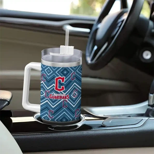 customized cleveland guardians bold diamonds navy blue curved tumbler trendy 1 1.webp