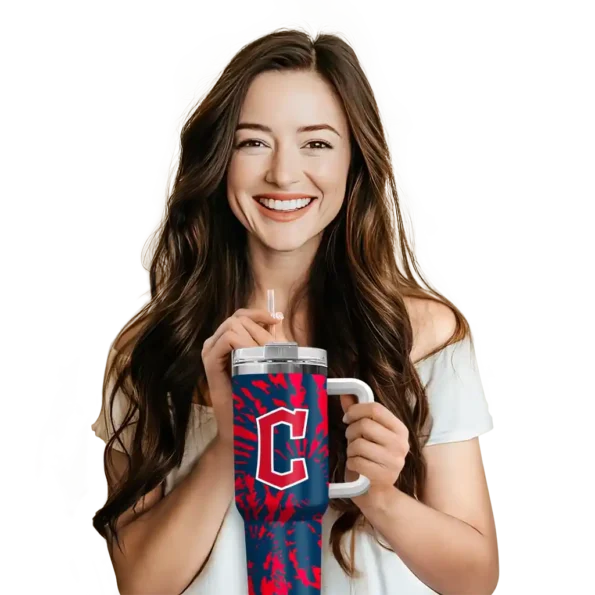 customized cleveland guardians burst swirl navy blue curved tumbler premium grade 1 1.webp