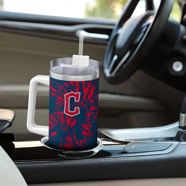 customized cleveland guardians burst swirl navy blue curved tumbler trendy 1 1.webp