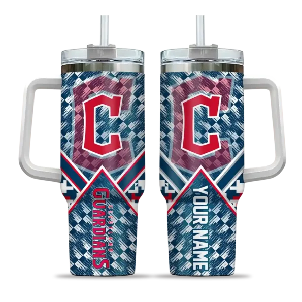 customized cleveland guardians chevron angle navy blue curved tumbler best selling 1 1.webp