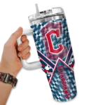 customized cleveland guardians chevron angle navy blue curved tumbler best selling 1 1.webp