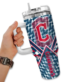 customized cleveland guardians chevron angle navy blue curved tumbler fashion forward 1 1.webp