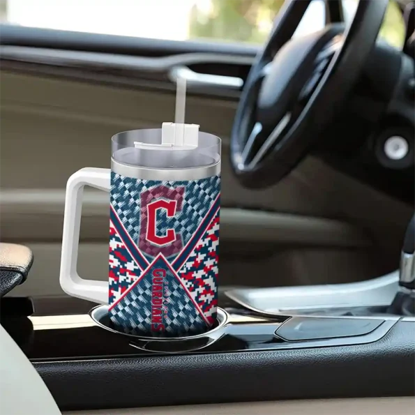 customized cleveland guardians chevron angle navy blue curved tumbler trendy 1 1.webp
