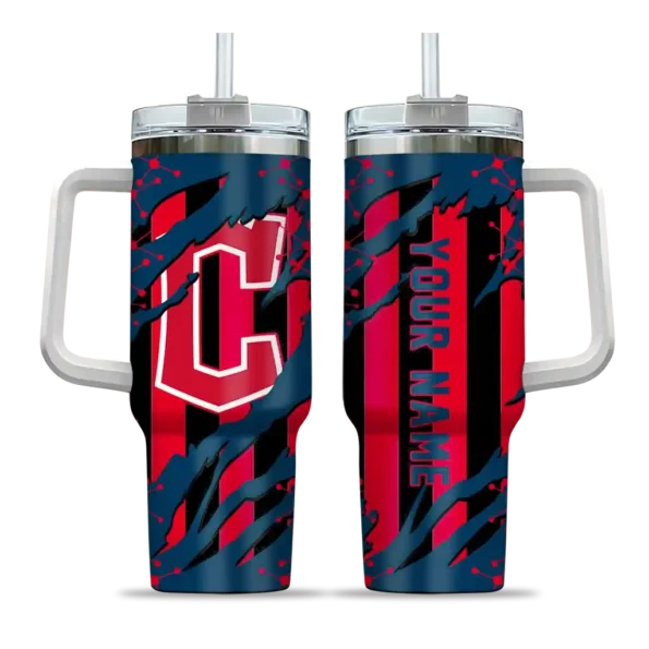 customized cleveland guardians claw cut navy blue black curved tumbler best selling 1 1.webp