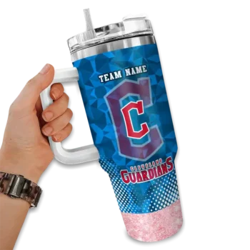 customized cleveland guardians geometric prism navy blue curved tumbler fashion forward 1 1.webp