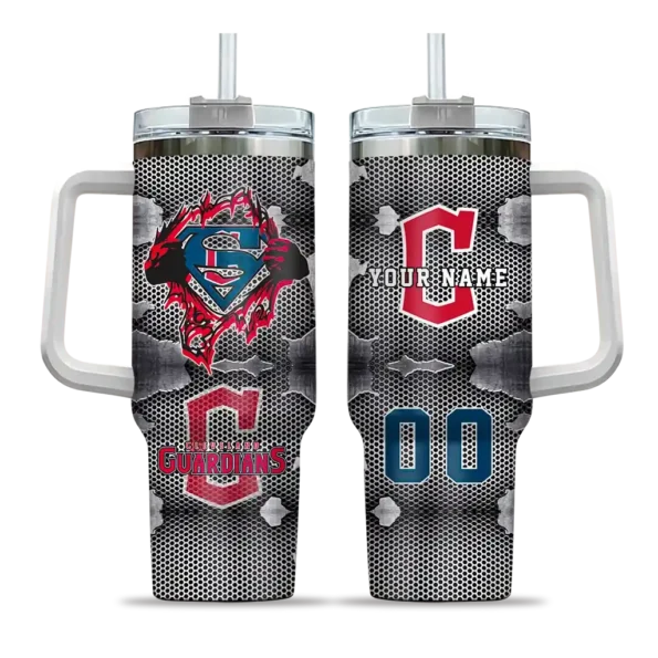 customized cleveland guardians superman shield navy blue gray curved tumbler best selling 1 1.webp