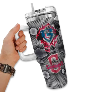 customized cleveland guardians superman shield navy blue gray curved tumbler fashion forward 1 1.webp