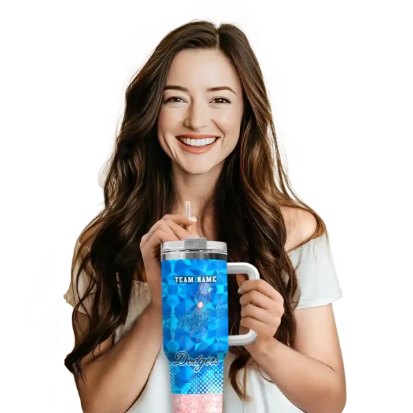 customized los angeles dodgers geometric prism blue curved tumbler premium grade 1 1.webp