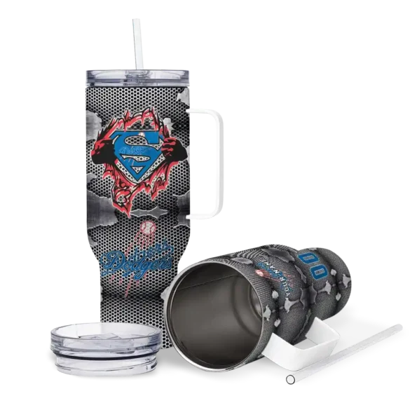 customized los angeles dodgers superman shield blue gray curved tumbler high quality 1 1.webp