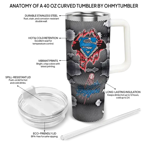 customized los angeles dodgers superman shield blue gray curved tumbler new arrival 1 1.webp