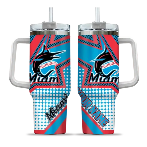 customized miami marlins arrow burst blue curved tumbler best selling 1 1.webp