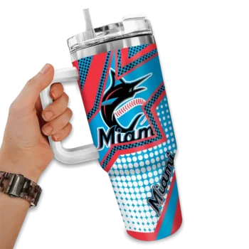 customized miami marlins arrow burst blue curved tumbler fashion forward 1 1.webp