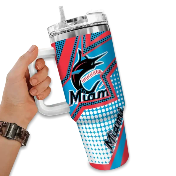 customized miami marlins arrow burst blue curved tumbler fashion forward 1 1.webp
