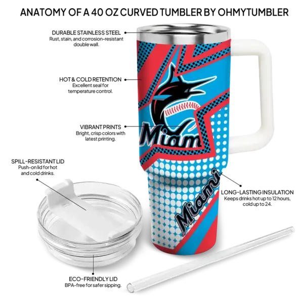 customized miami marlins arrow burst blue curved tumbler new arrival 1 1.webp