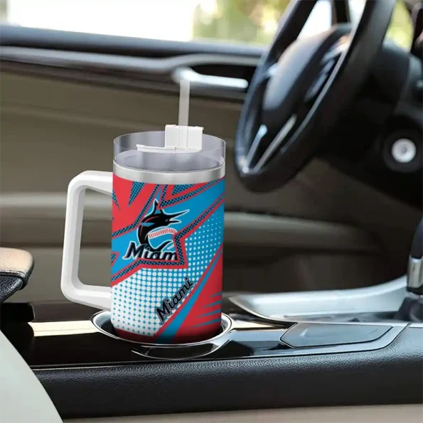 customized miami marlins arrow burst blue curved tumbler trendy 1 1.webp