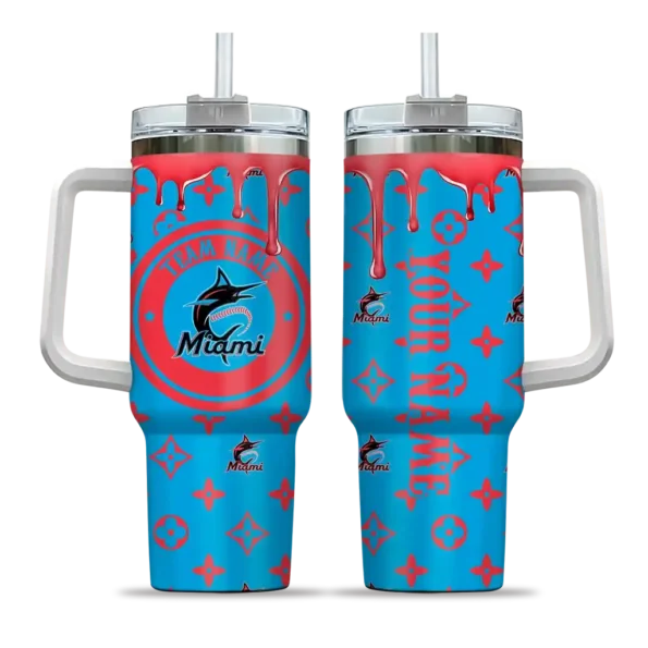 customized miami marlins bullseye drips blue curved tumbler best selling 1 1.webp