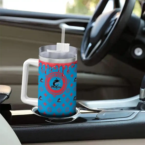 customized miami marlins bullseye drips blue curved tumbler trendy 1 1.webp