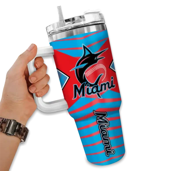 customized miami marlins chevron layers blue curved tumbler fashion forward 1.webp