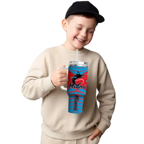 customized miami marlins chevron layers blue curved tumbler latest model 1.webp