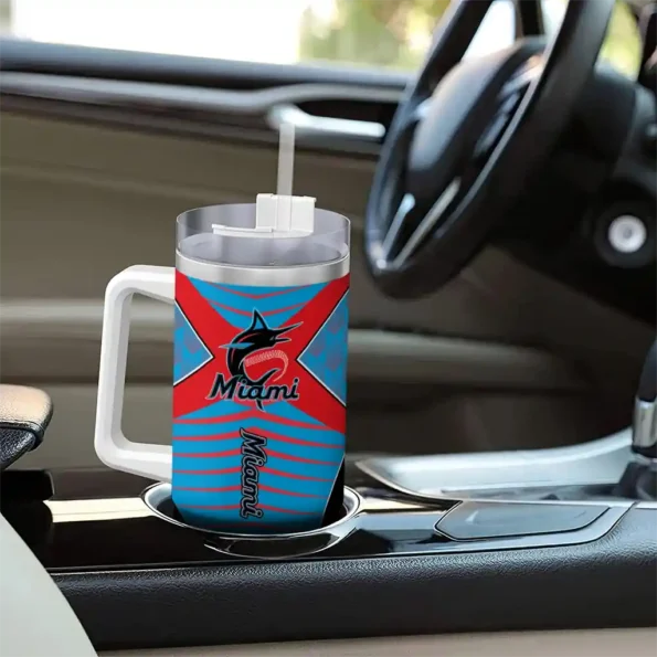 customized miami marlins chevron layers blue curved tumbler trendy 1.webp