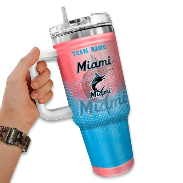customized miami marlins gradient dots blue curved tumbler fashion forward 1 1.webp
