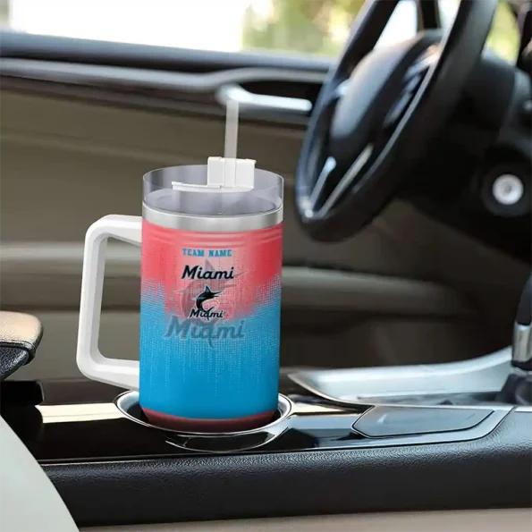 customized miami marlins gradient dots blue curved tumbler trendy 1 1.webp