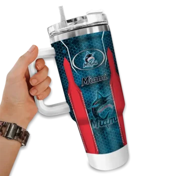 customized miami marlins hexagon armor blue curved tumbler fashion forward 1 1.webp