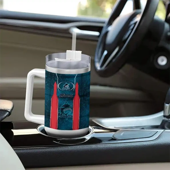customized miami marlins hexagon armor blue curved tumbler trendy 1 1.webp