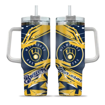 customized milwaukee brewers abstract paths navy blue curved tumbler best selling 1.webp