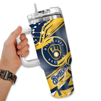 customized milwaukee brewers abstract paths navy blue curved tumbler fashion forward 1.webp