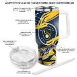 customized milwaukee brewers abstract paths navy blue curved tumbler best selling 1.webp